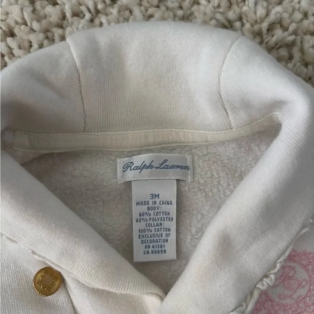 Ralph Lauren White Onesie Pink Logo 3 Months